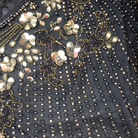 Aidan Mattox BLUE Twilight beaded bodice Long evening gown - Picture 4 of 10